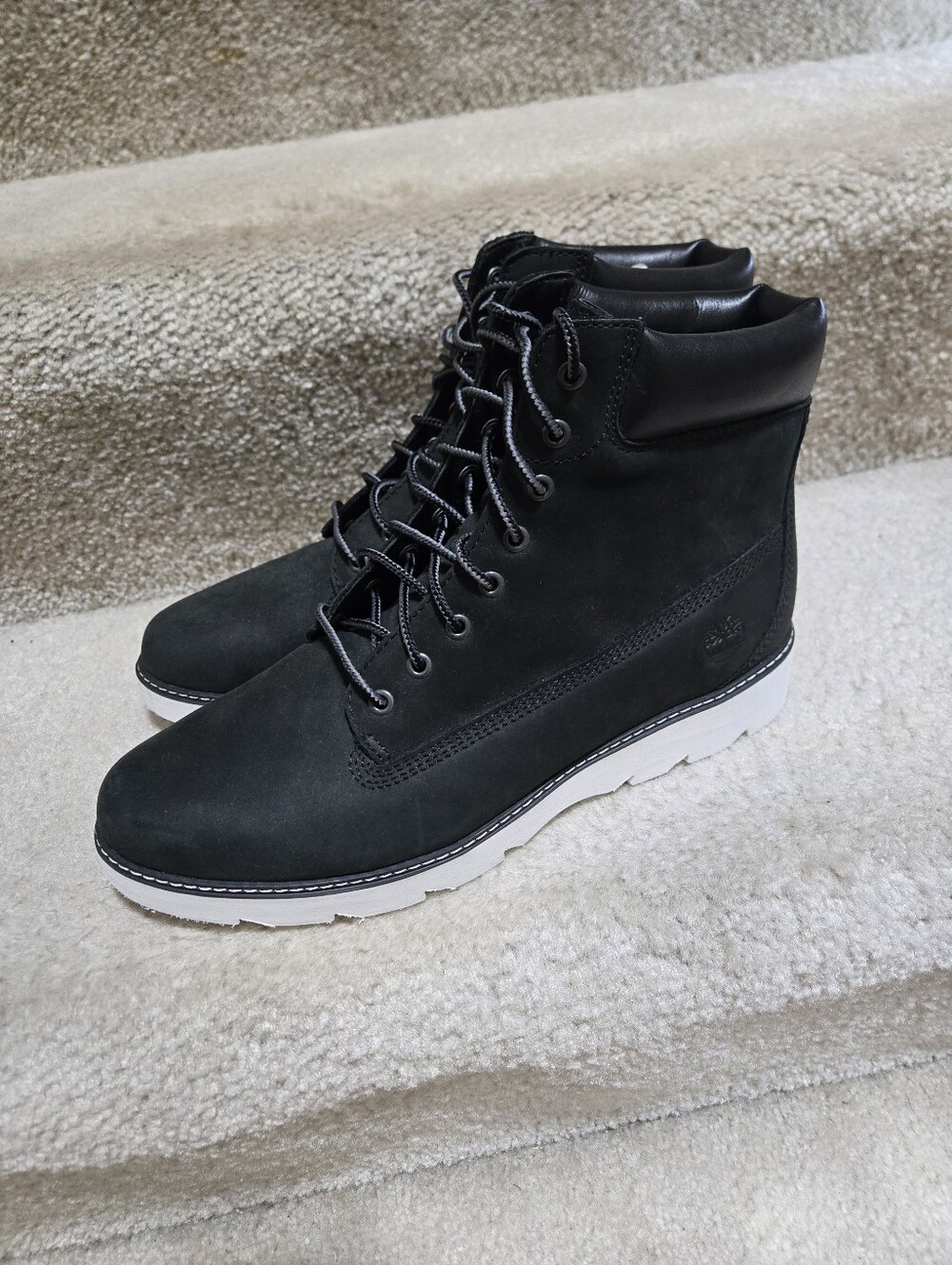 Women's Timberland Keeley Black Lace-Up Boots with White Sole